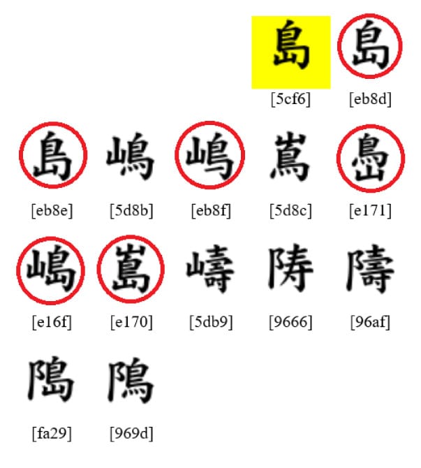 内字・外字が半々